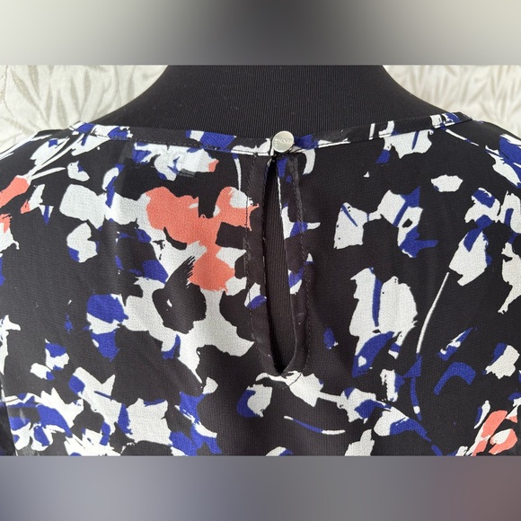 DKNY Black Multicolor Sheer Floral Blouse - Picture 5 of 10